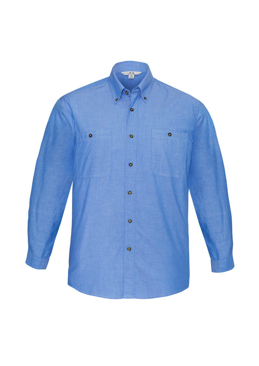 Mens Chambray Long Sleeve Shirt Chambray Blue