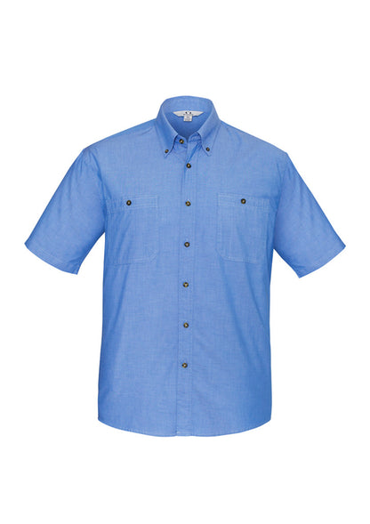 Mens Chambray Short Sleeve Shirt Chambray Blue