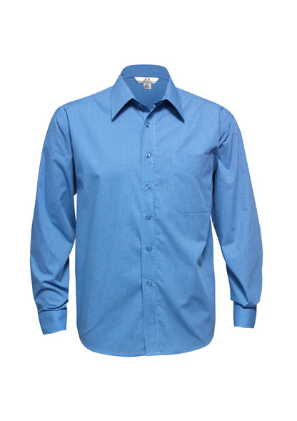 Mens Micro Check Long Sleeve Shirt Sky